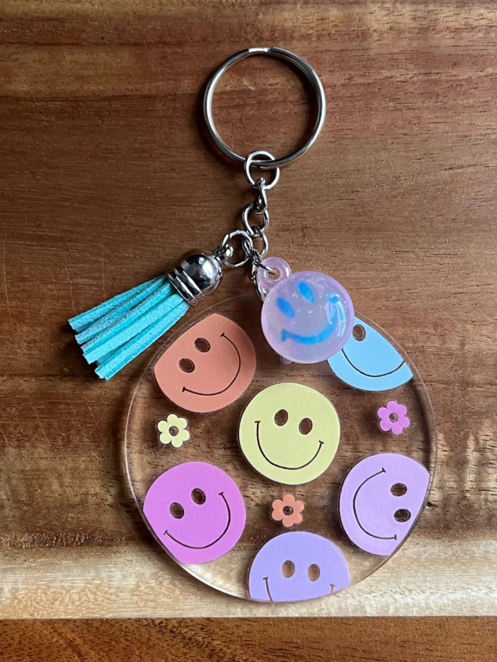Handmade Key Chain and Bookmark Smiley Face & Floral Set